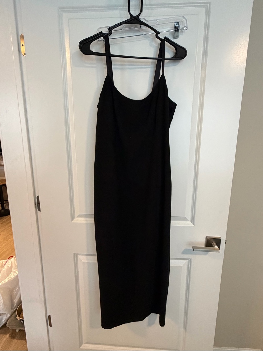 Classic Black Slip Dress - Women's Minimalist Midi
